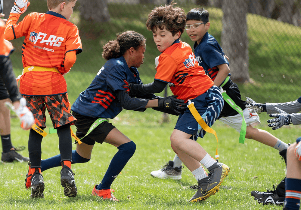 Young people play NFL Flag - American football.